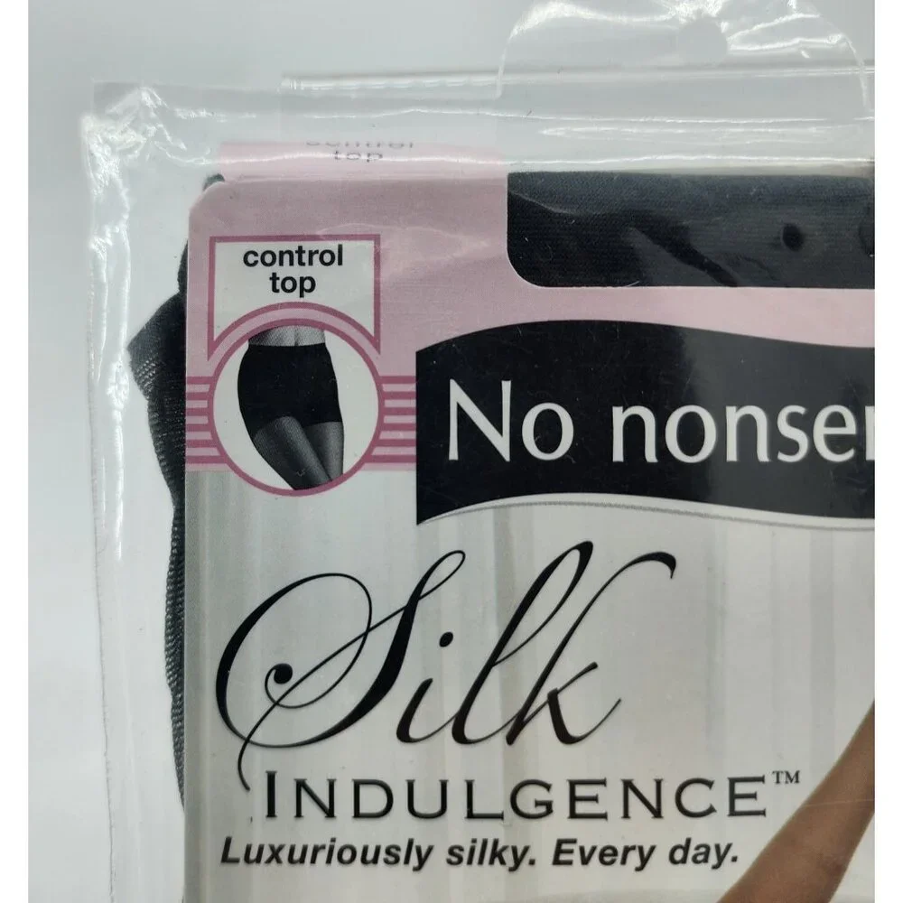 No Nonsense Silk Indulgence Control Top Sheer Toe‎ Pantyhose Almost Black Size B